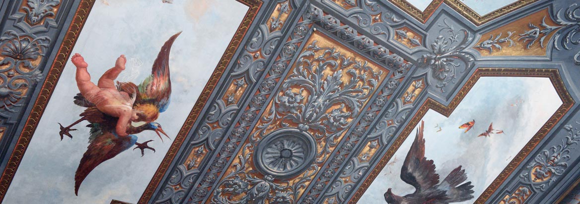 Frescoed ceilings of the rooms